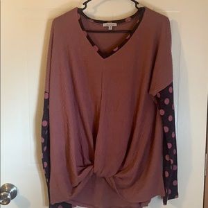 Muave Boutique Top with Polka Dots